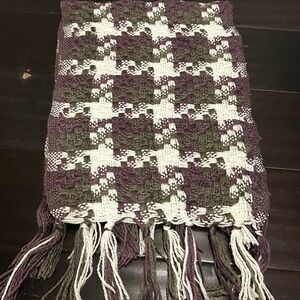 Plaid Woven Scarf with Fringe